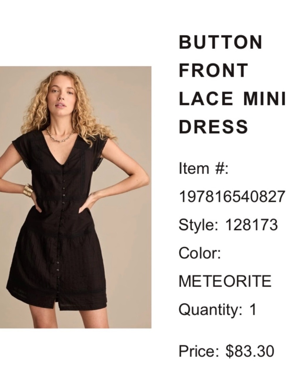 Lucky Brand Black Button-Front Women’s Dress